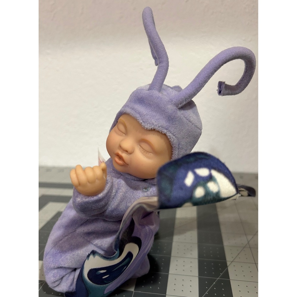 Anne Geddes Purple Butterfly Baby Plush Doll 2001 Collectible Sleeping Baby 9in